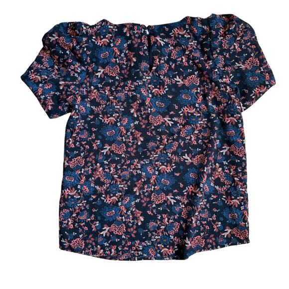 Joie Short Sleeve Floral Blouse Black, Red & Blue S - Picture 6 of 8